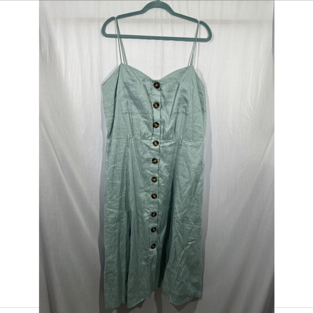 NWD $320 Reiss [ 14 US ] Catalina Linen Button Front Midi Dress in Sage‎ - Picture 8 of 16